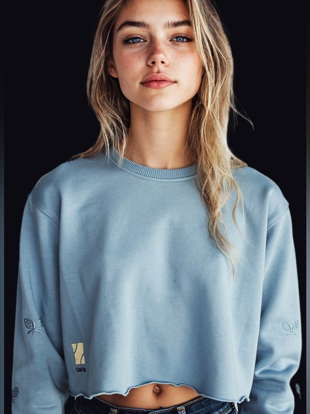 CourtLife Blue Cropped Tennis Sweatshirt